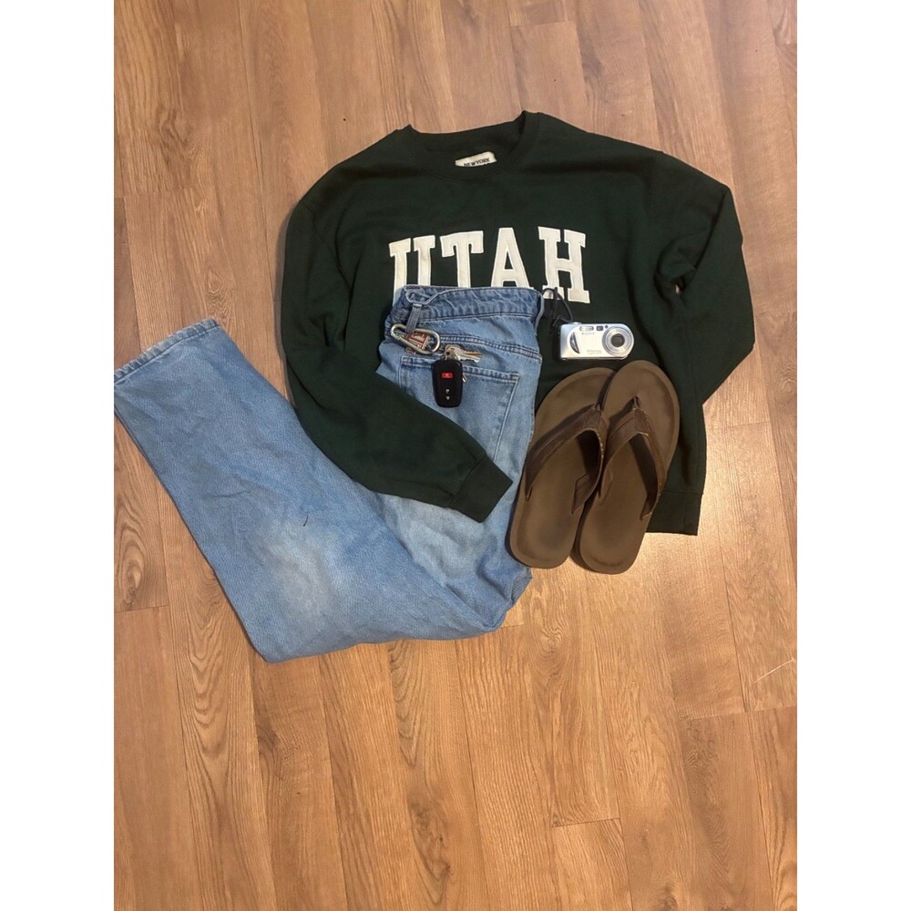 New York Popular Utah Graphic Sweatshirt Mens XL Dark Forest Green Crewneck